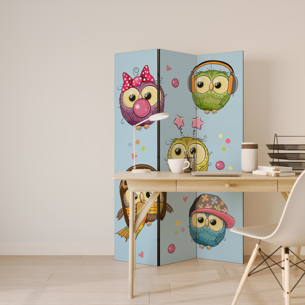 OWLY SQUAD Dekorativ rumsavdelare med 3 paneler