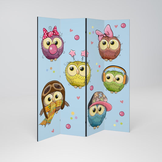 OWLY SQUAD Dekorativ rumsavdelare med 4 paneler