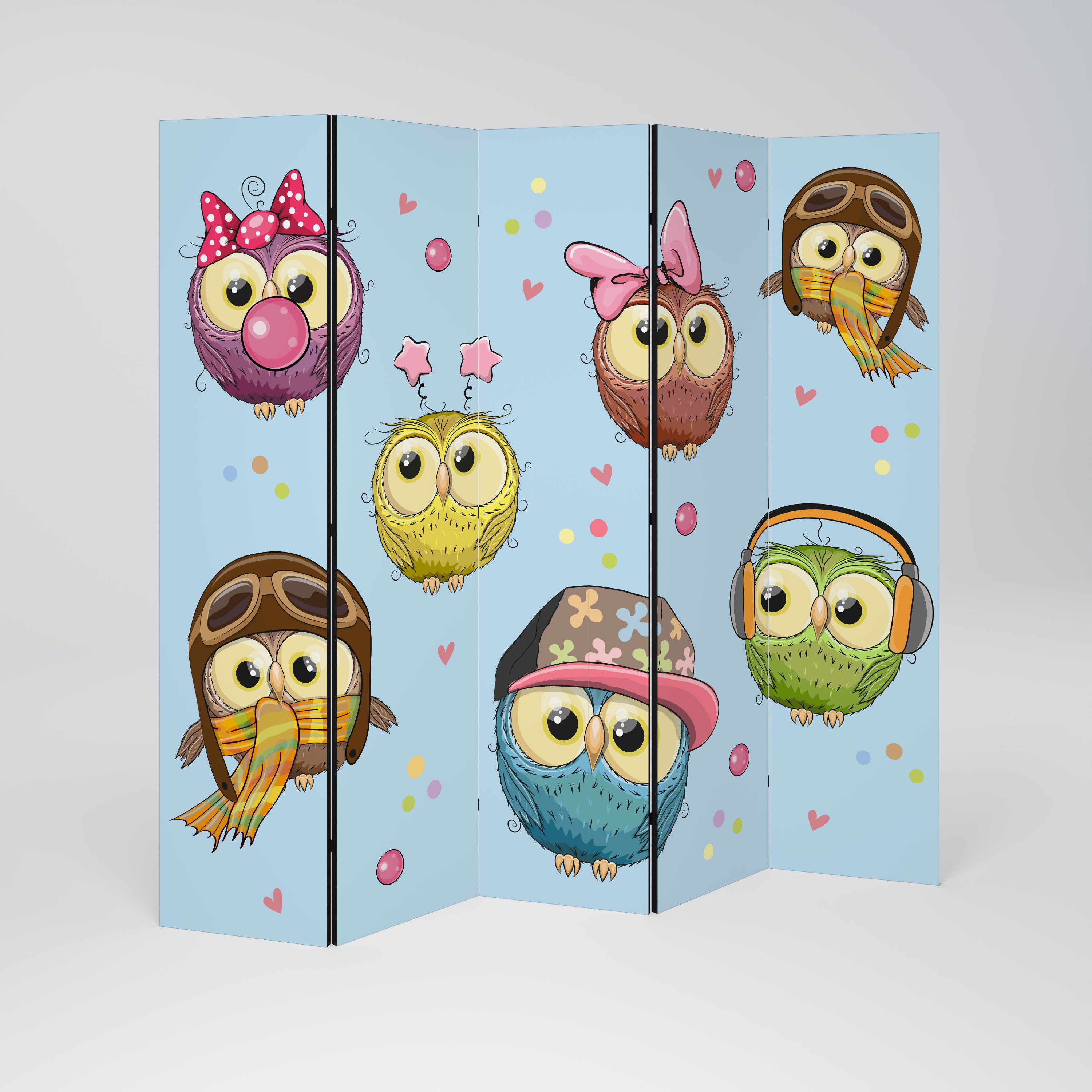 OWLY SQUAD Dekorativ rumsavdelare – 5 paneler