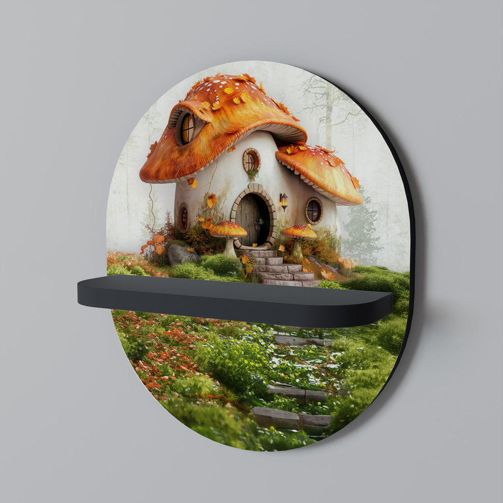MYSTISK TOADSTOOL Oval konsthylla i svart finish