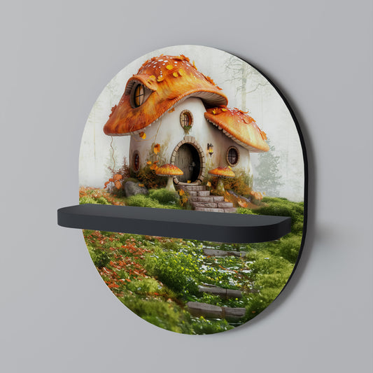 MYSTISK TOADSTOOL Oval konsthylla i svart finish