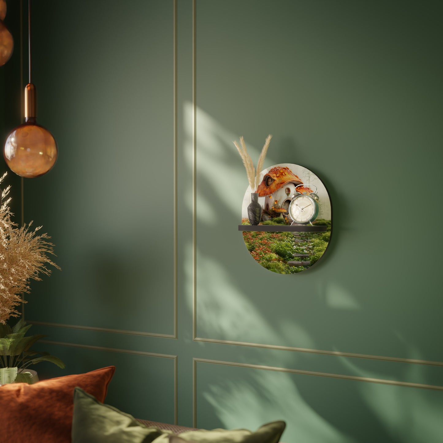 MYSTISK TOADSTOOL Oval konsthylla i svart finish