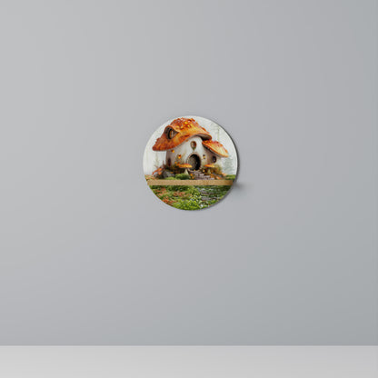 MYSTIC TOADSTOOL Round Art Shelf In Oak Effect