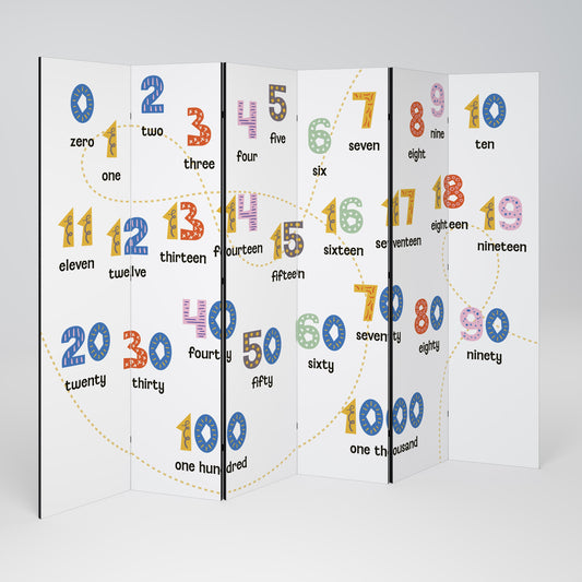 COUNTING LESSON Decorative 6-Panel Room Divider