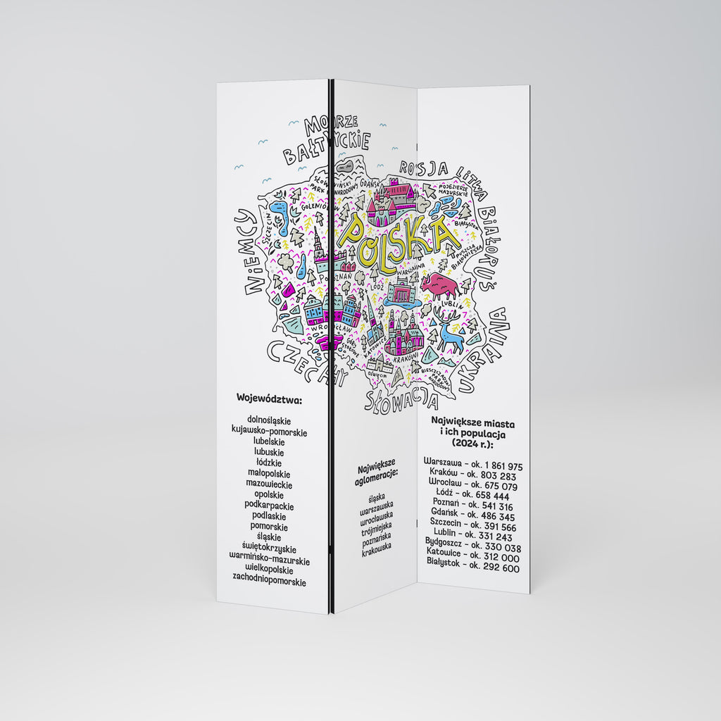 POLAND INFO Dekorativ rumsavdelare – 3 paneler