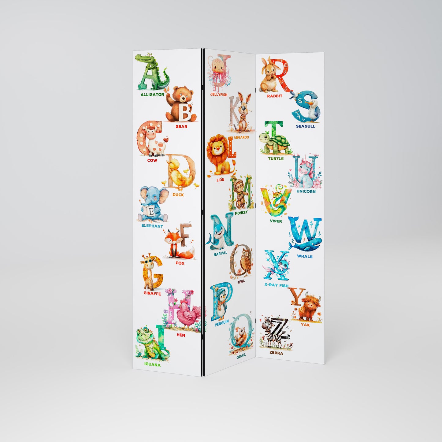 JOYFUL LETTERS Dekorativ rumsavdelare – 3 paneler