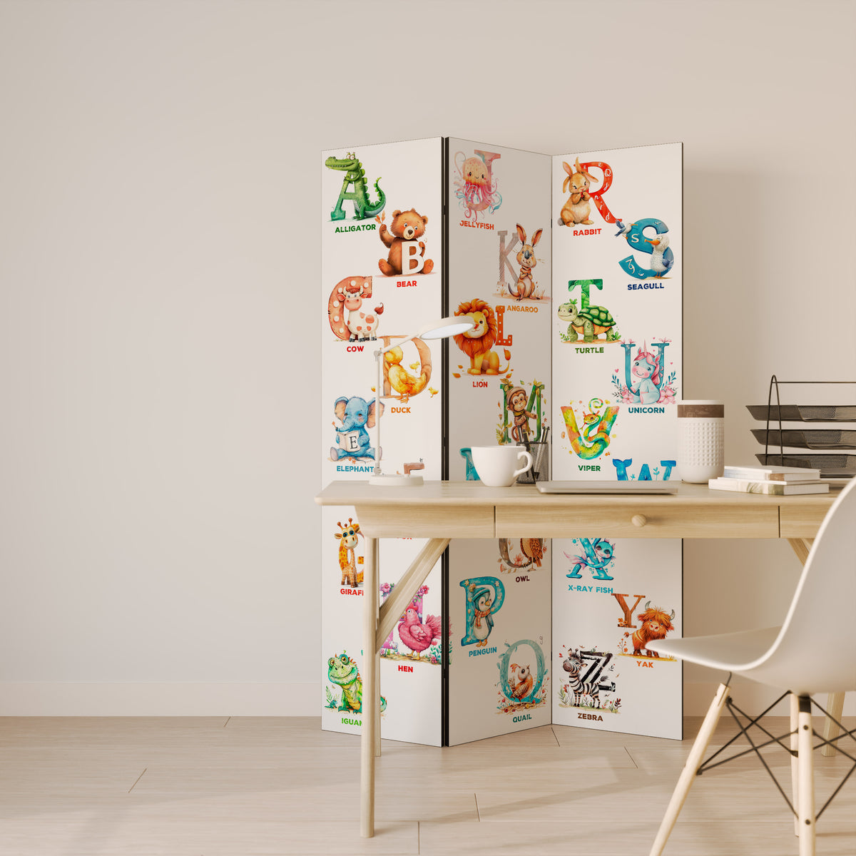 JOYFUL LETTERS Dekorativ rumsavdelare – 3 paneler