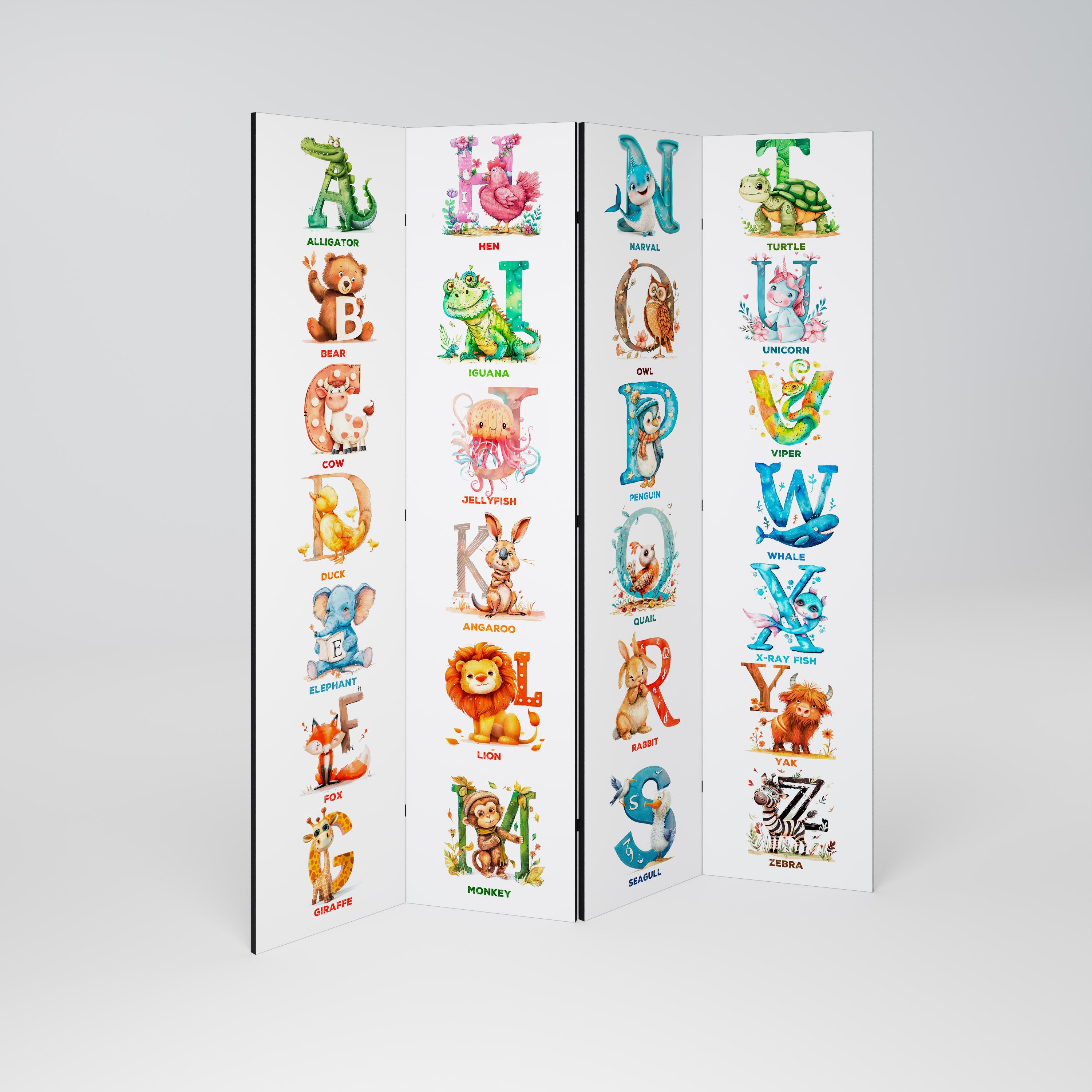 JOYFUL LETTERS 4-Panel Room Divider