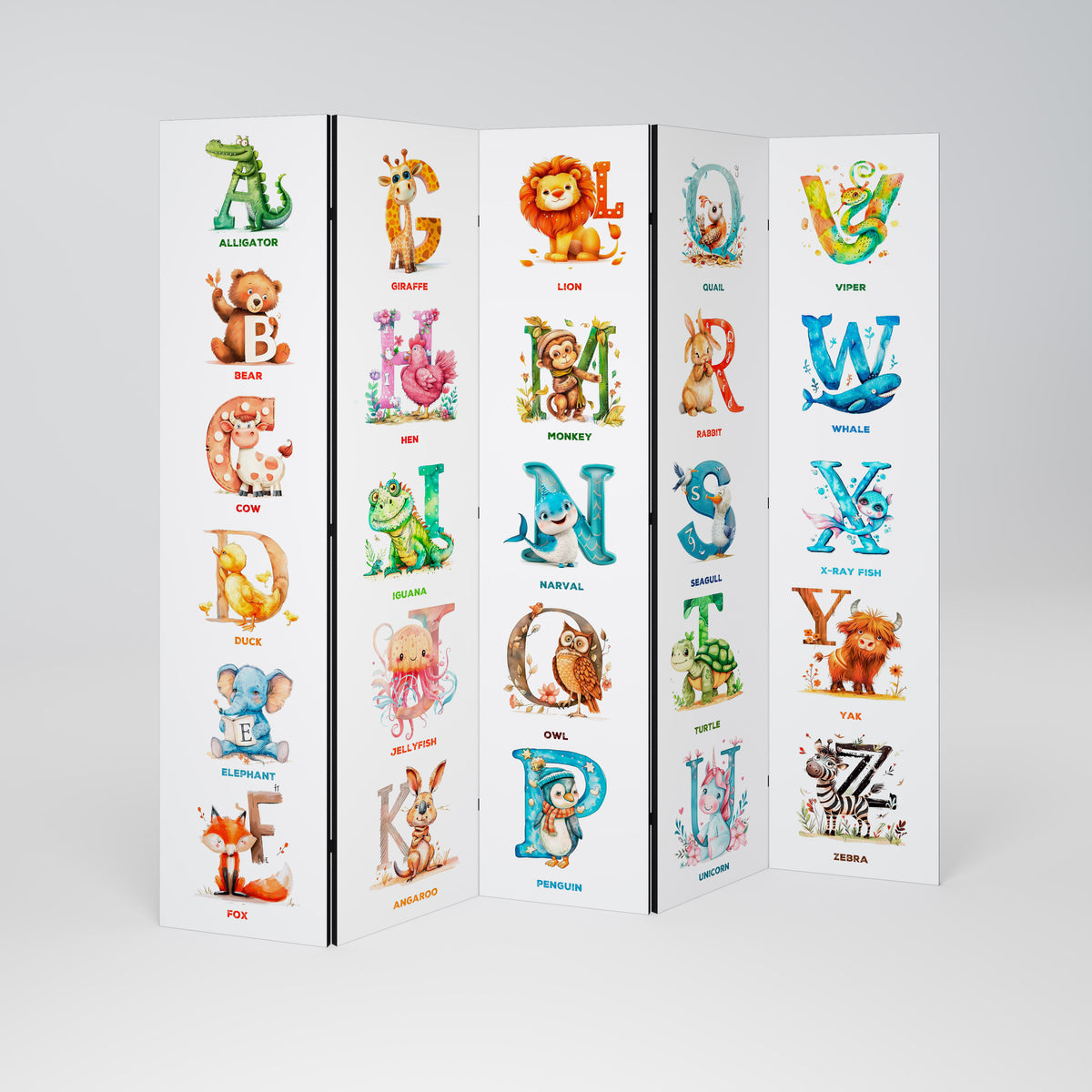 JOYFUL LETTERS Dekorativ rumsavdelare – 5 paneler