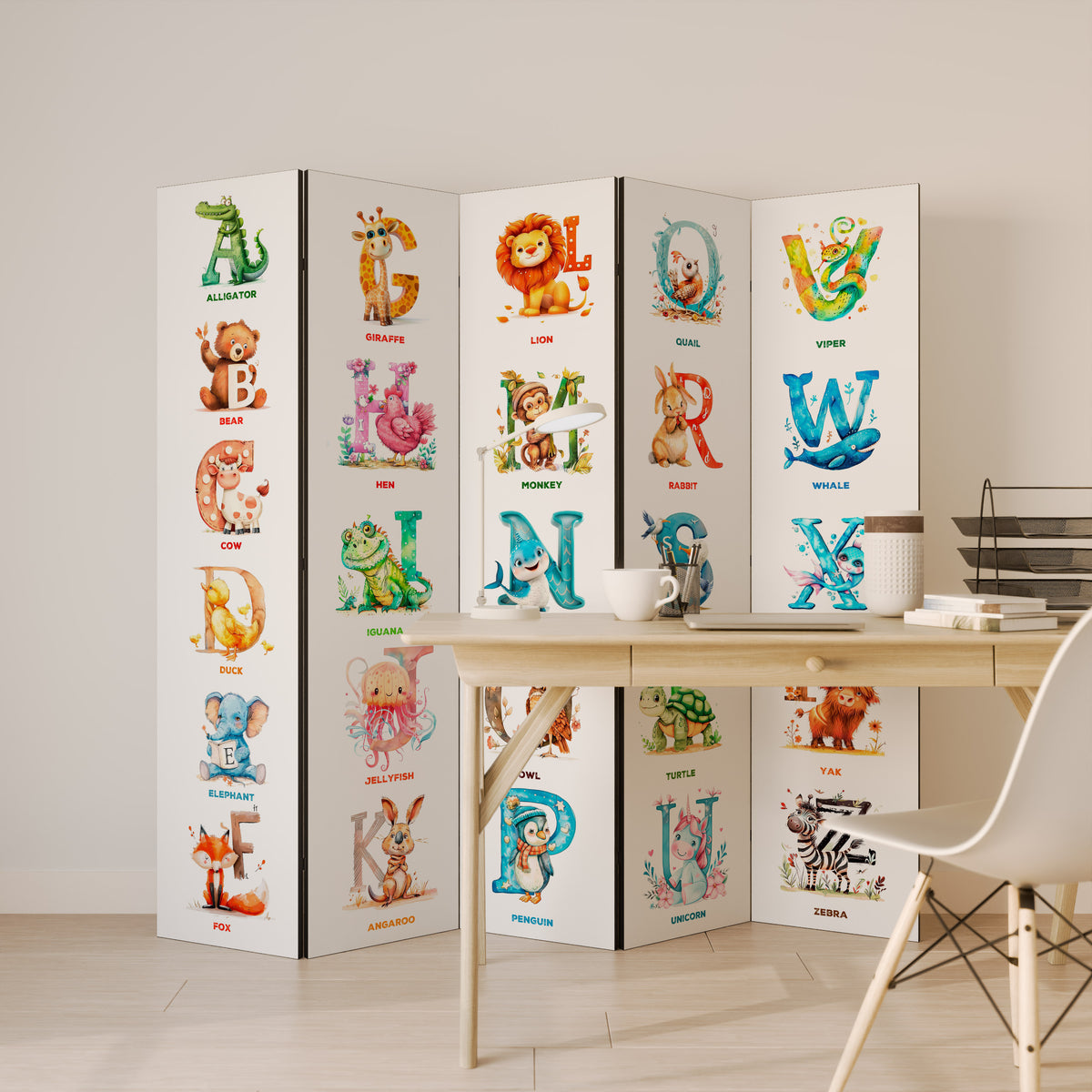 JOYFUL LETTERS Dekorativ rumsavdelare – 5 paneler