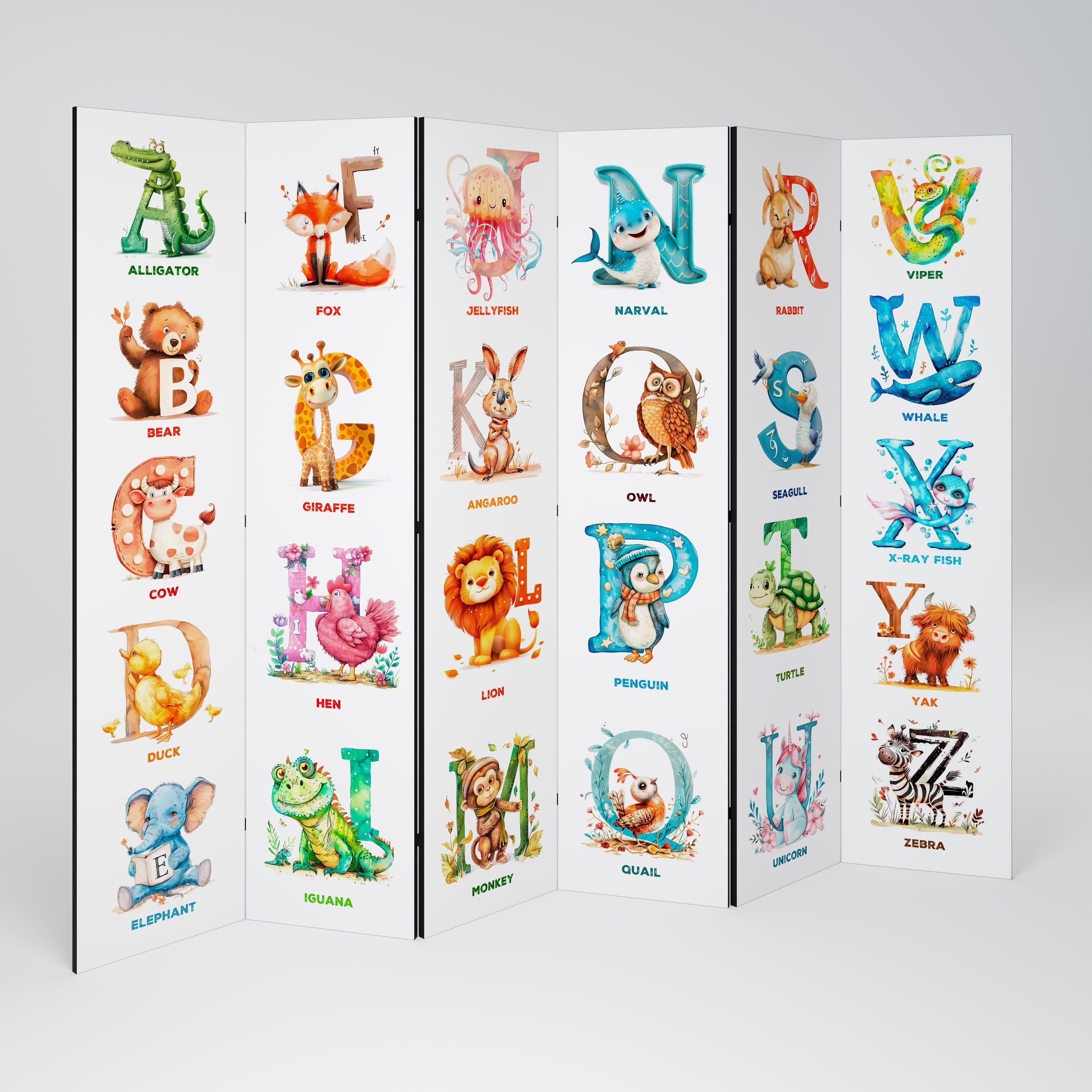 JOYFUL LETTERS 6-Panel Room Divider