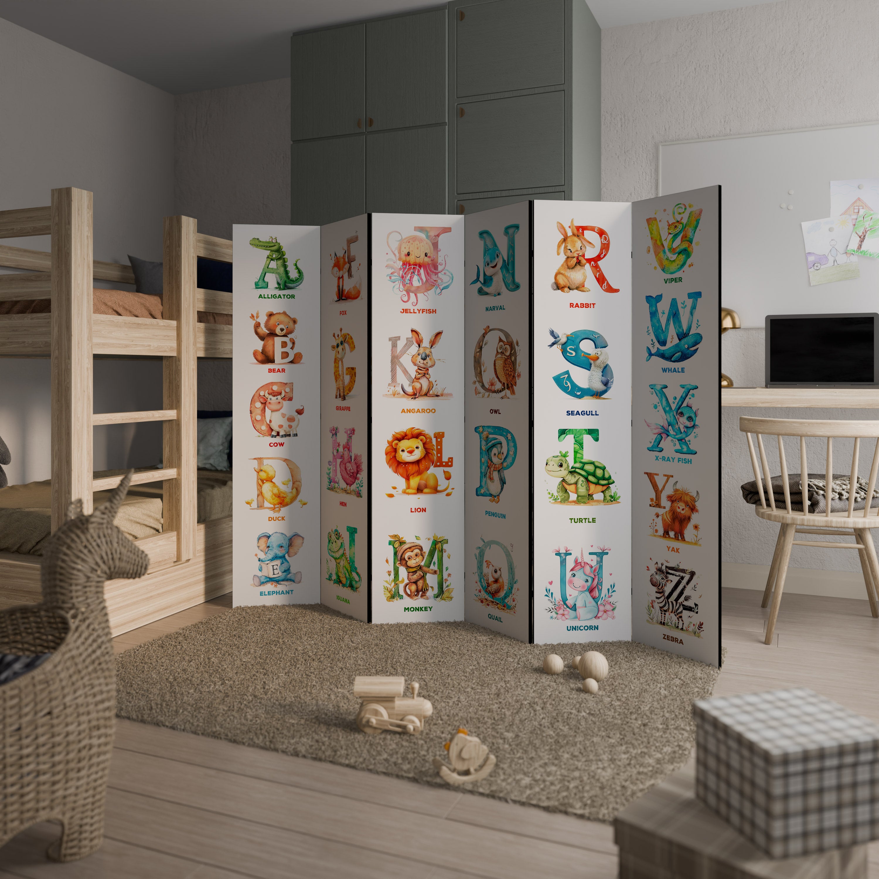 JOYFUL LETTERS 6-Panel Room Divider