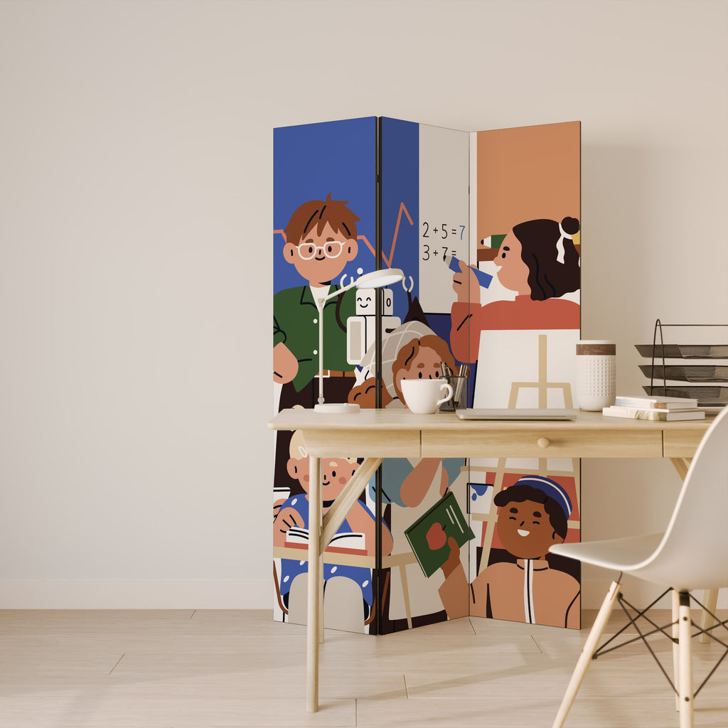 SCHOOL VIBE Dekorativ rumsavdelare – 3 paneler