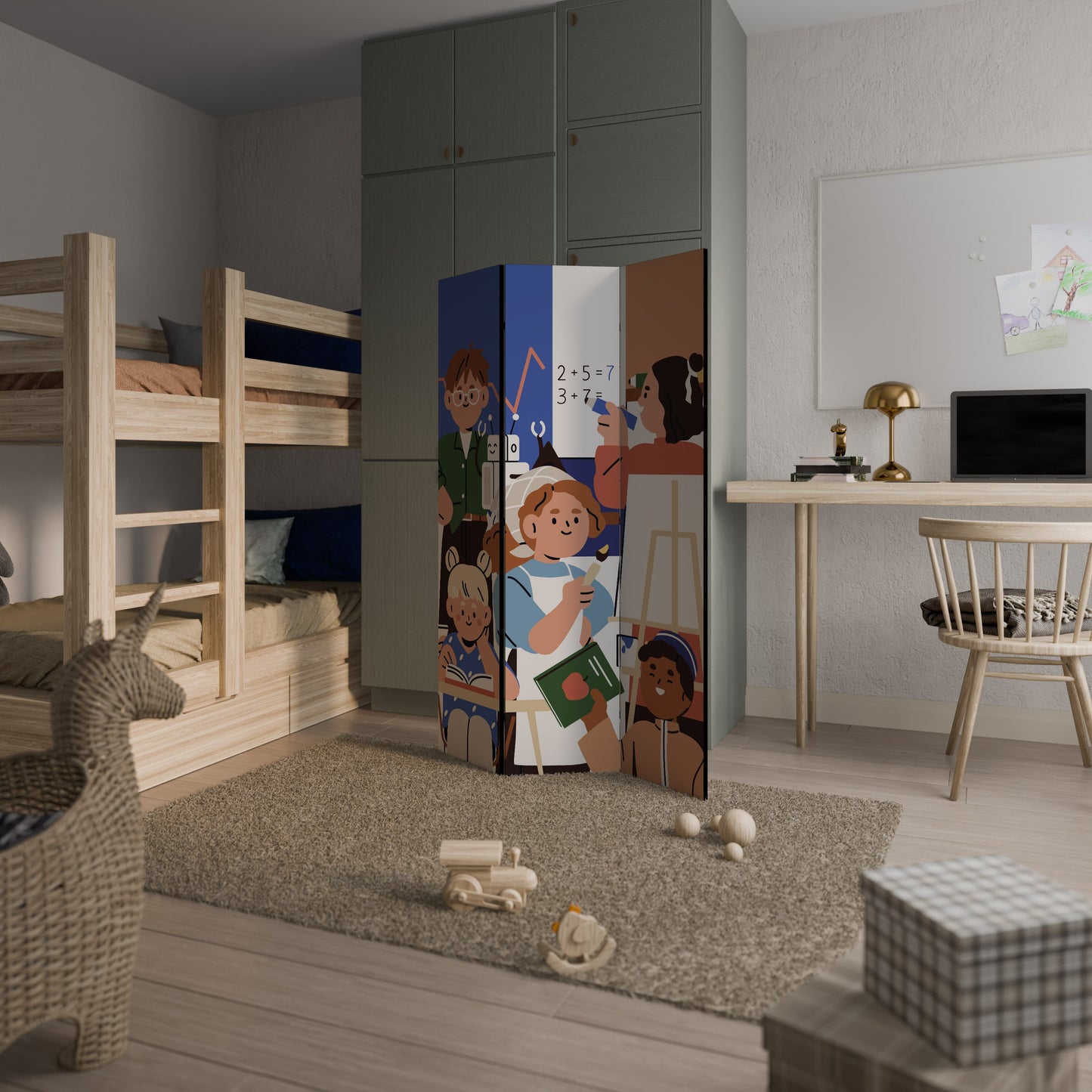 SCHOOL VIBE Decorative 3-Panel Room Divider