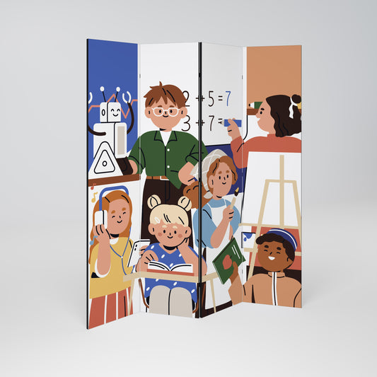 SCHOOL VIBE Decorative 4-Panel Room Divider