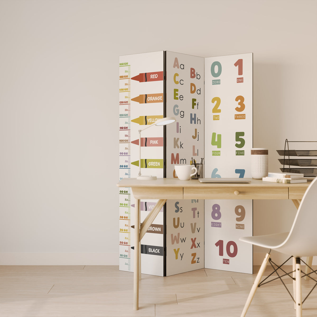 HAPPY LANGUAGE Dekorativ rumsavdelare – 3 paneler
