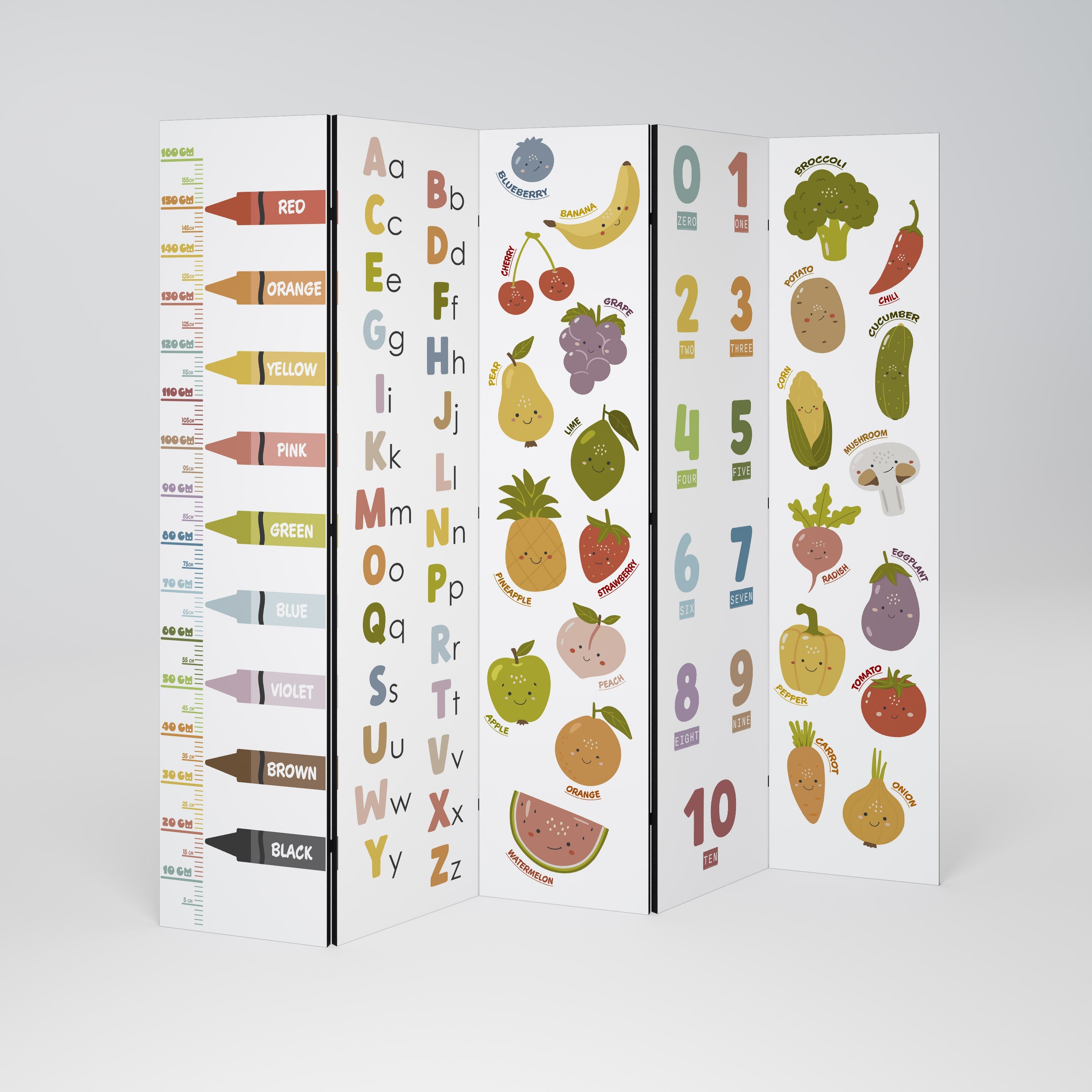 HAPPY LANGUAGE Dekorativ rumsavdelare med 5 paneler