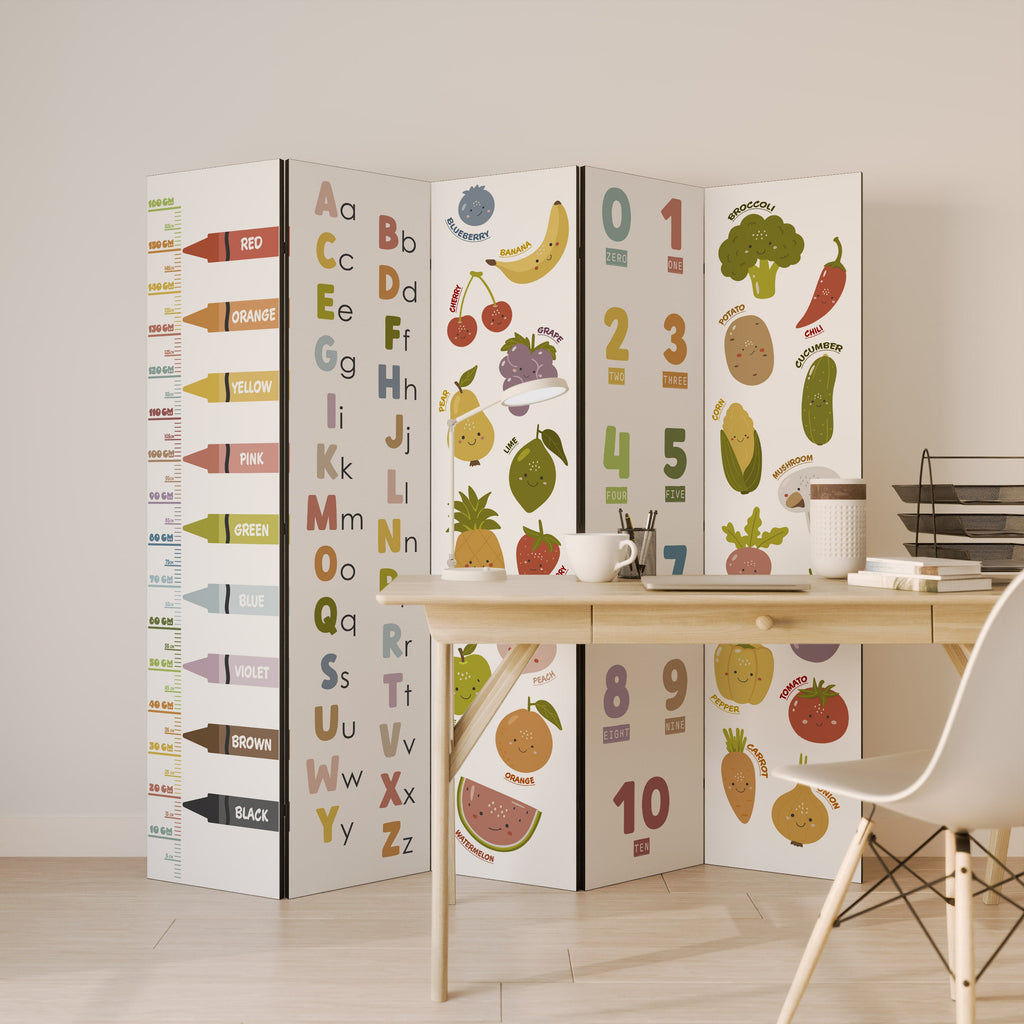 HAPPY LANGUAGE Dekorativ rumsavdelare med 5 paneler