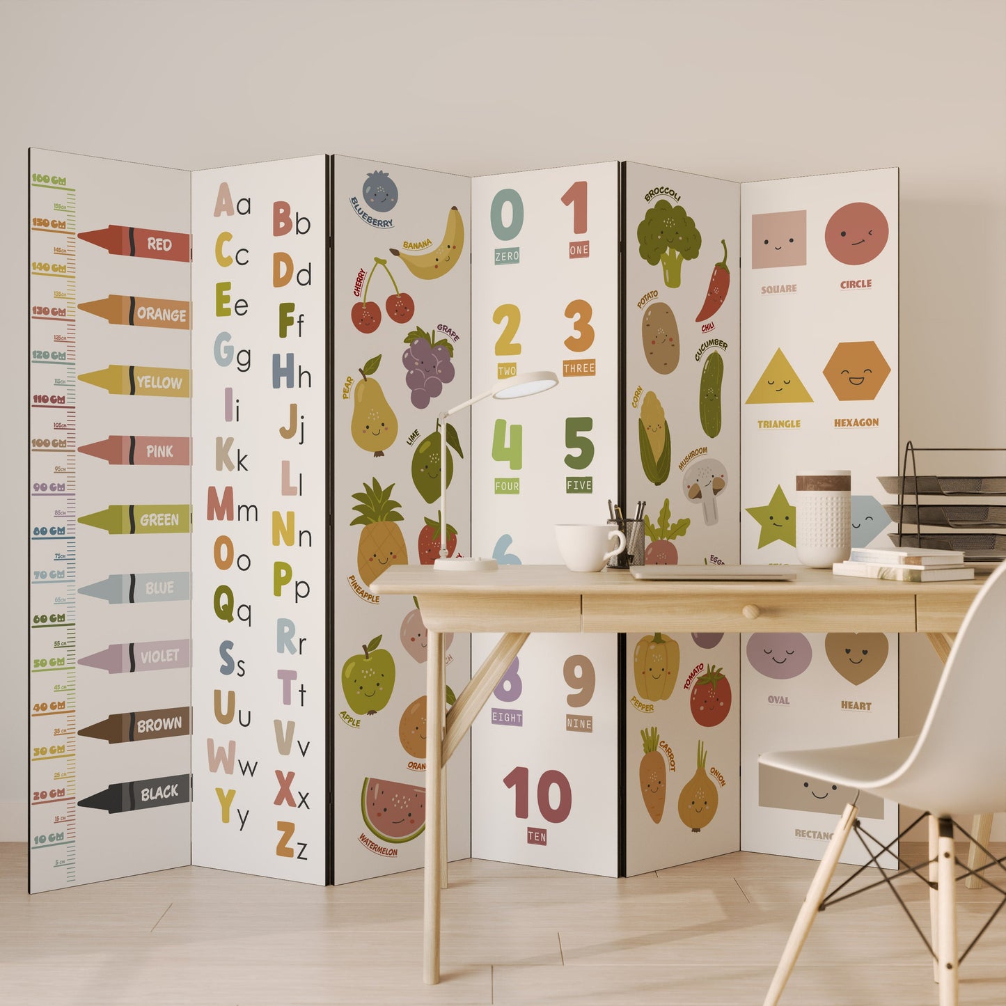 HAPPY LANGUAGE Decorative 6-Panel Room Divider