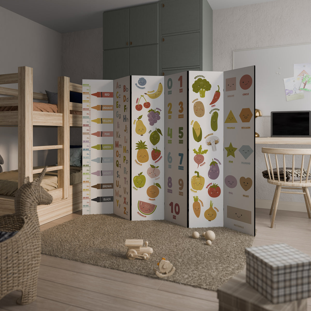 HAPPY LANGUAGE 6-Panel Room Divider