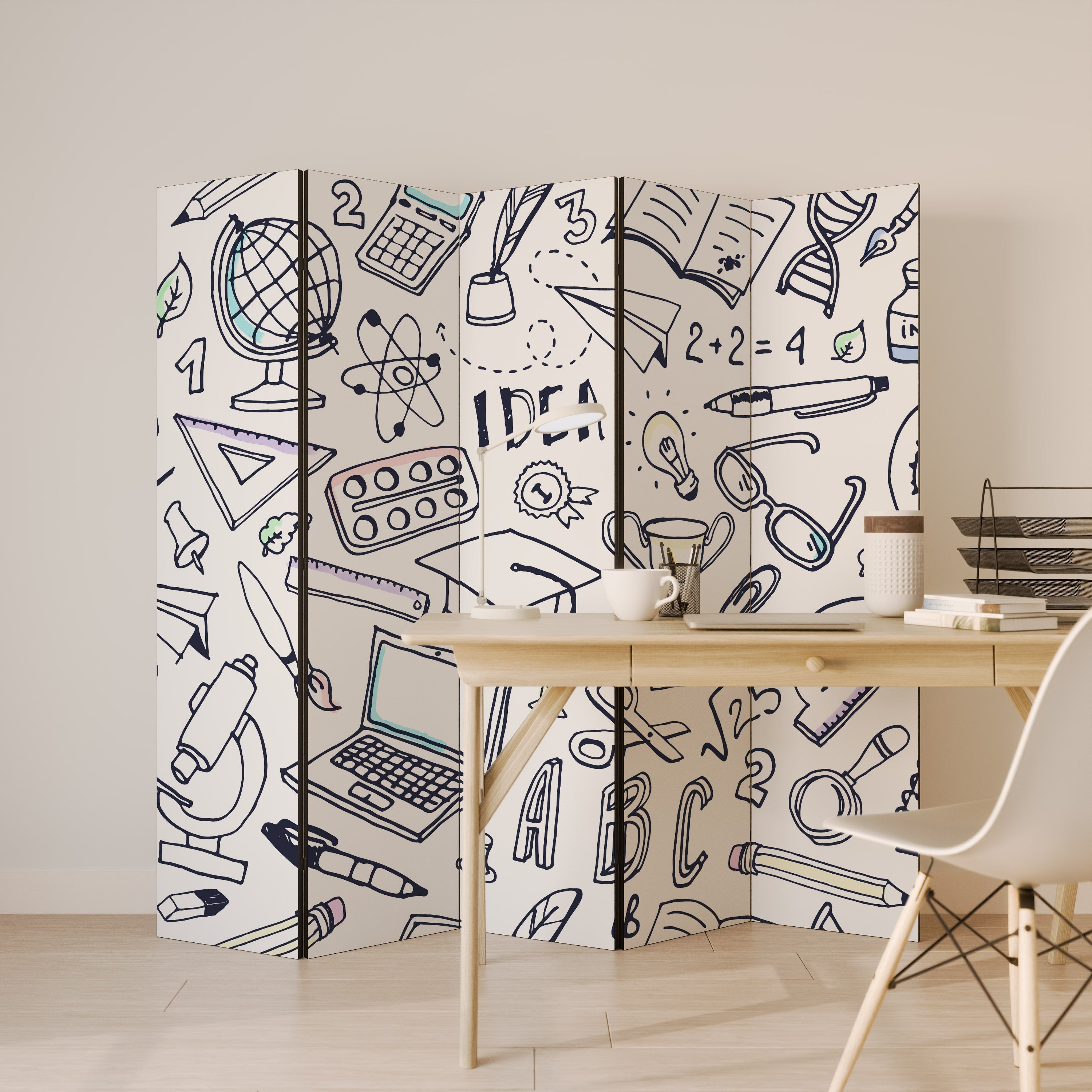 SCHOOL STUFF Dekorativ rumsavdelare med 5 paneler
