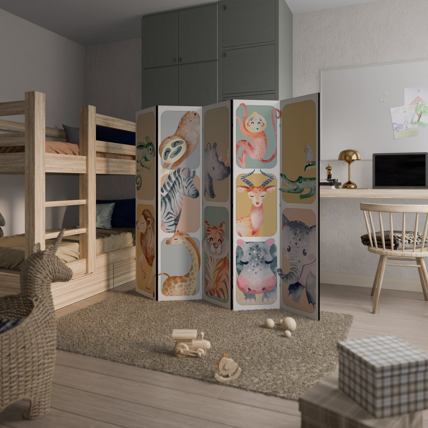 TROPICAL SQUAD Decorative 5-Panel Room Divider