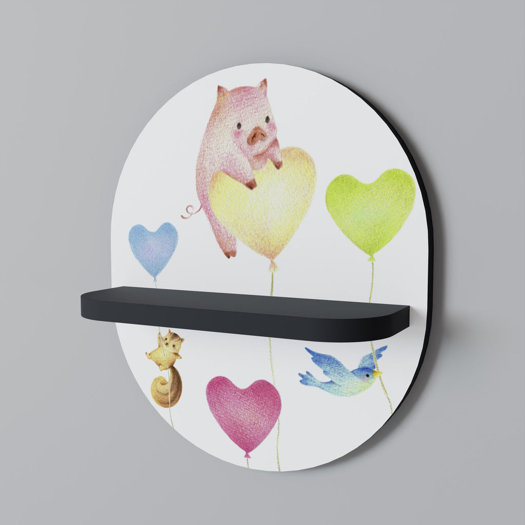 BALLONG VÄNNER Oval konsthylla i svart finish