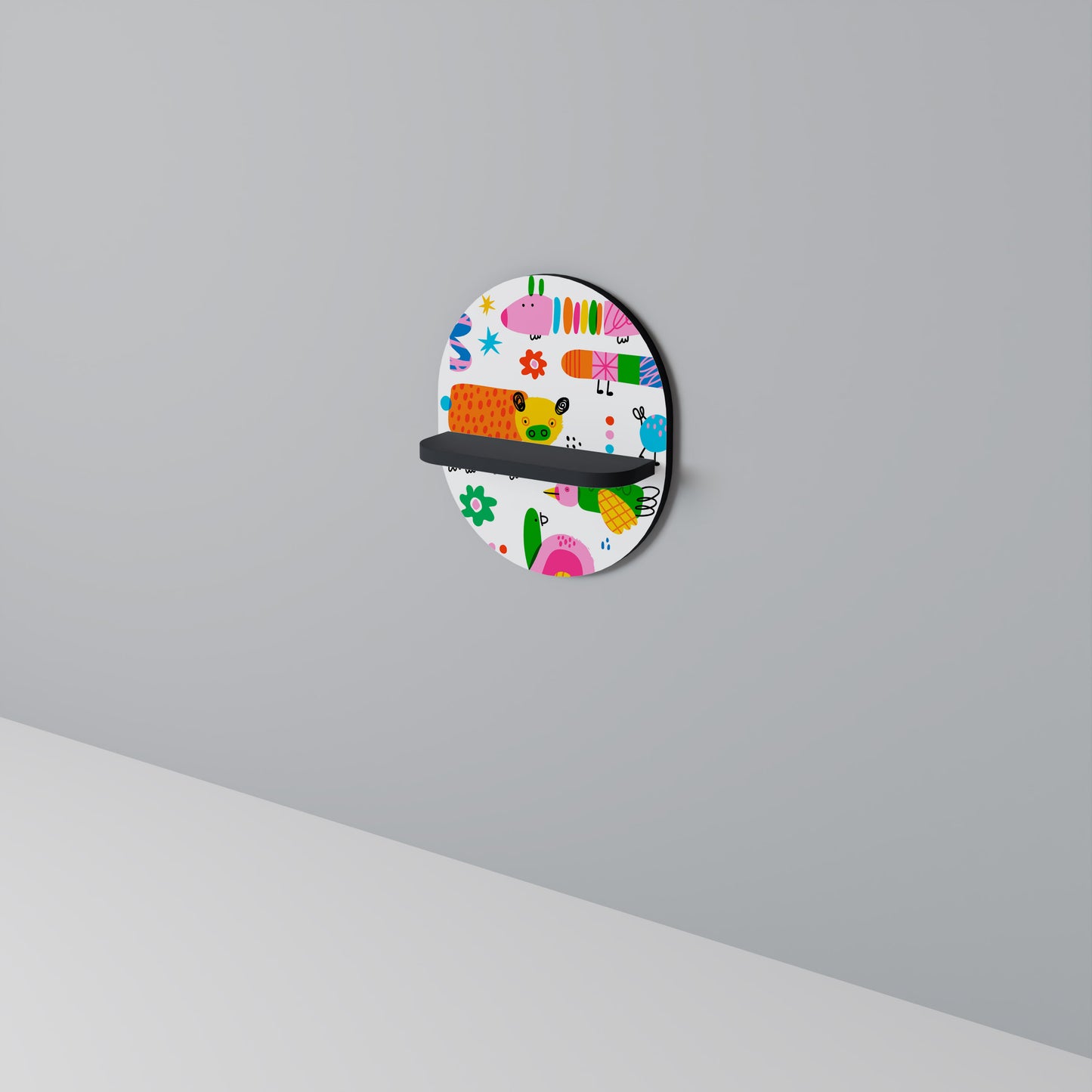 FANTASKRAFT Oval konsthylla i svart finish