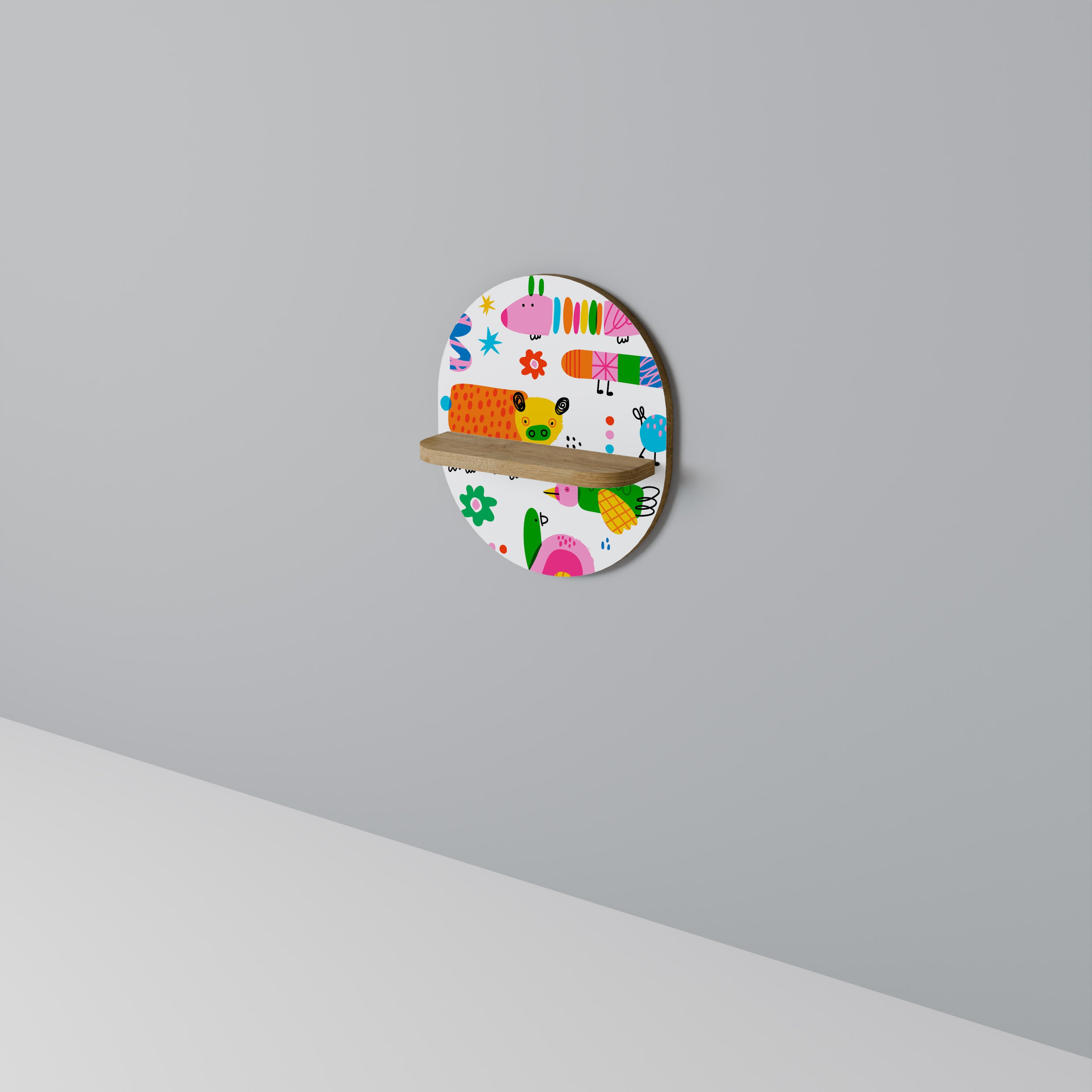 FANTASKRAFT Oval konsthylla i ekeffekt