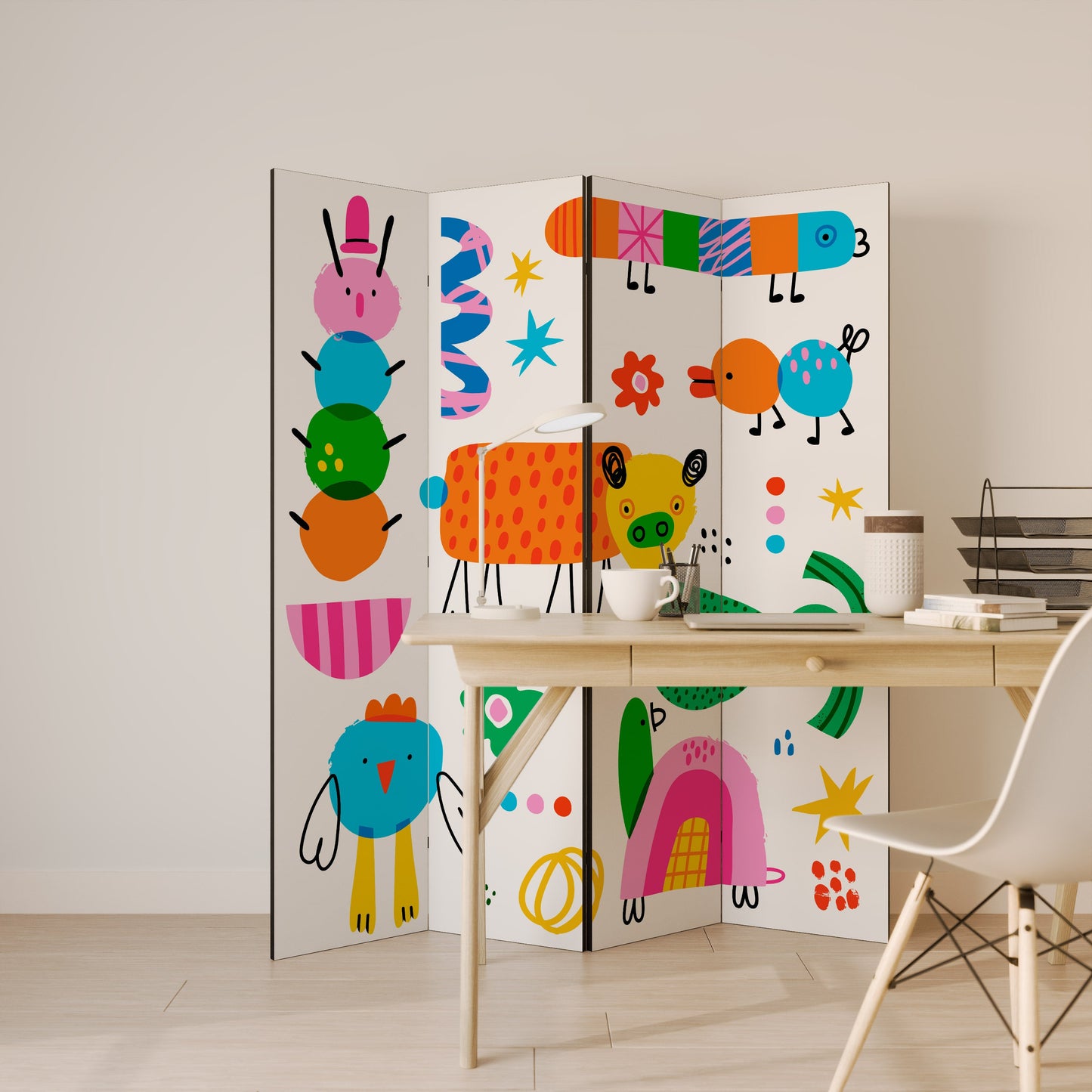 POWER OF IMAGINATION Decorative 4-Panel Room Divider