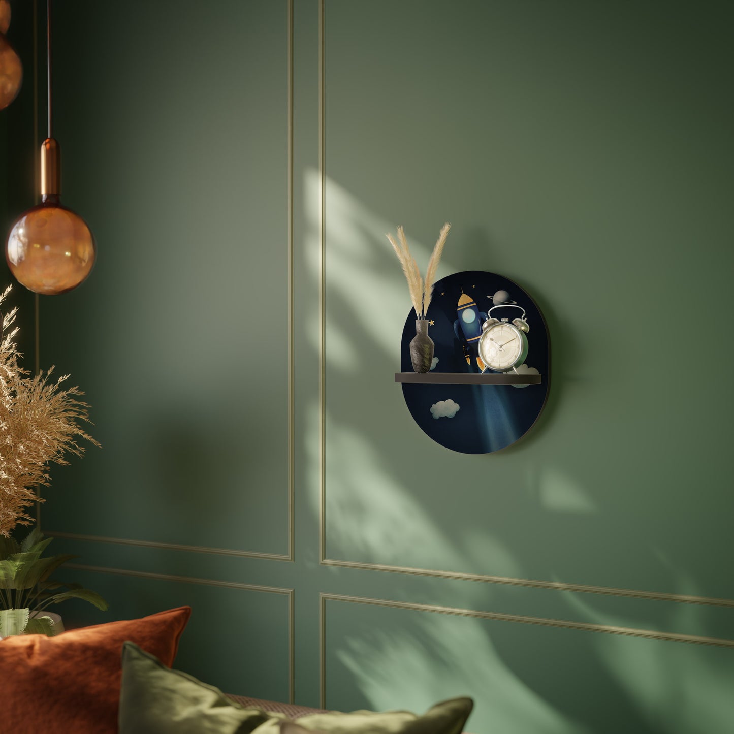 STELLAR SWING Oval konsthylla i svart finish