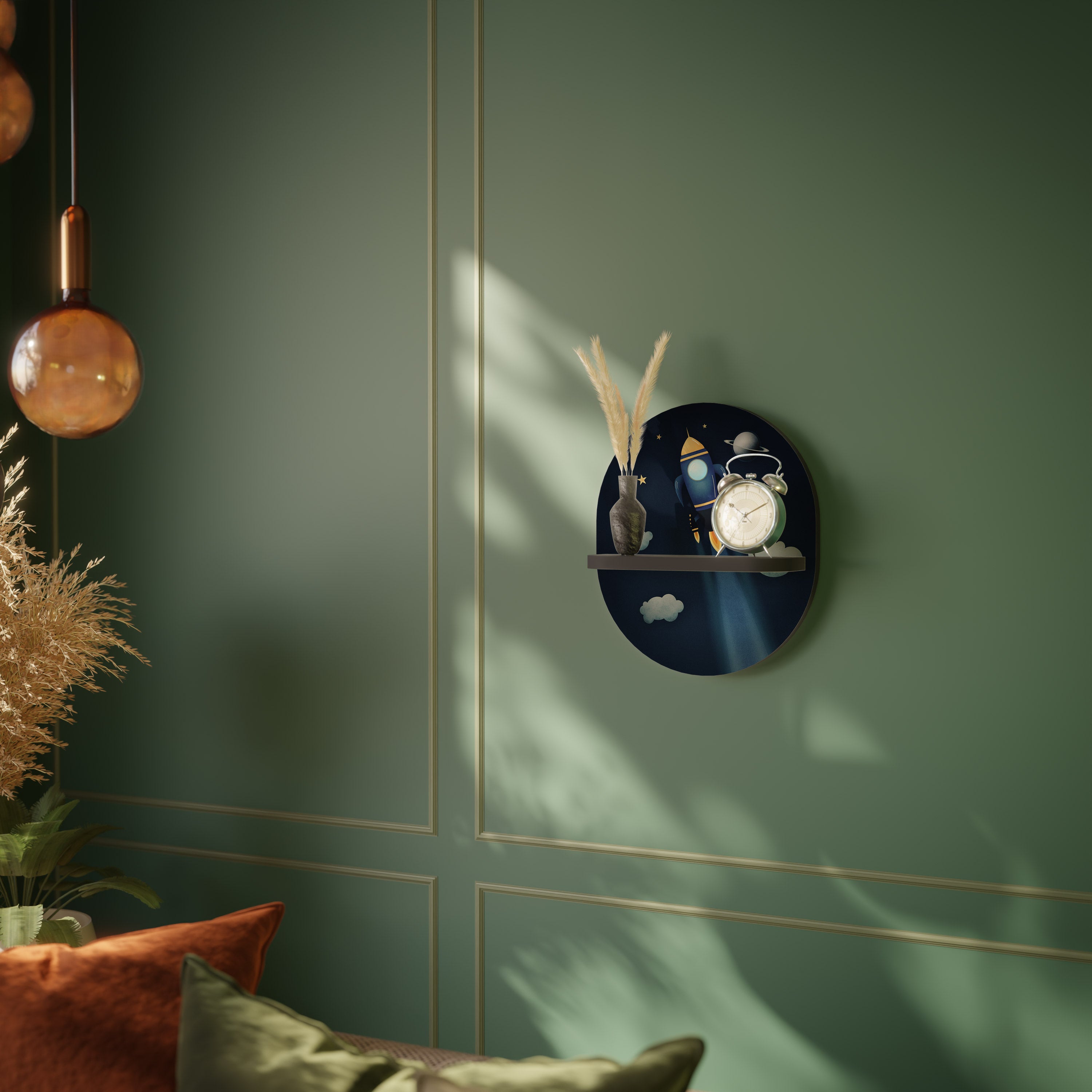 STELLAR SWING Oval konsthylla i svart finish
