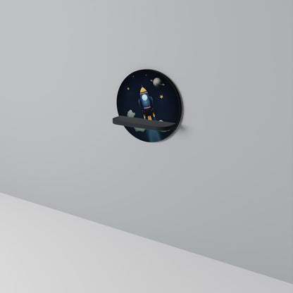 STELLAR SWING Rund konsthylla i svart finish