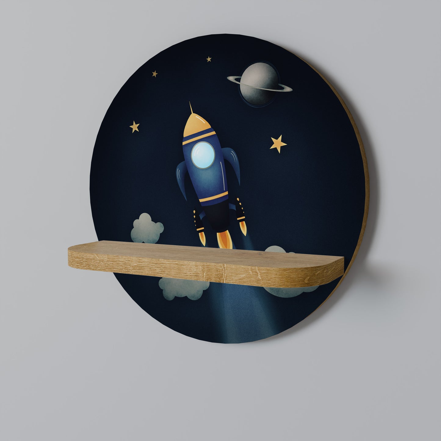 STELLAR SWING Round Art Shelf In Oak Effect