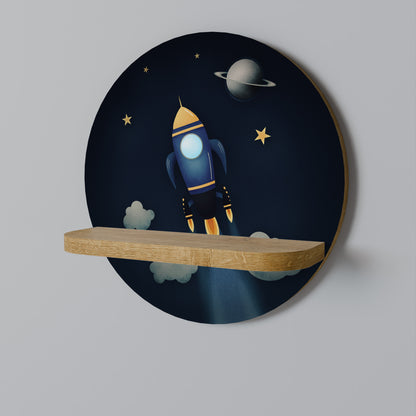 STELLAR SWING Round Art Shelf In Oak Effect
