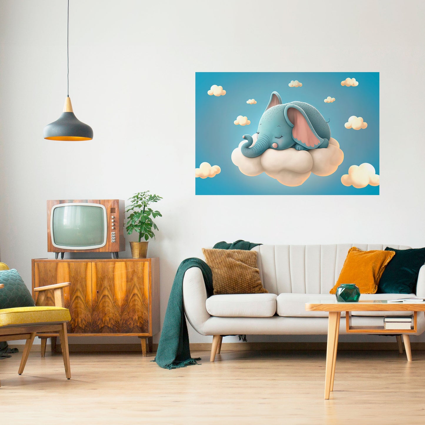ELEFANTDRÖMMAR horisontell poster med självhäftande motiv