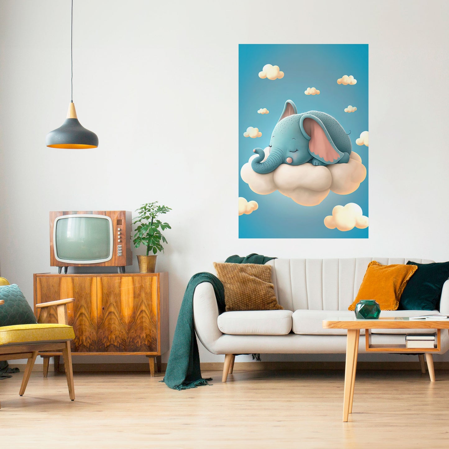 ELEFANTDRÖMMAR Vertikal poster med självhäftande motiv