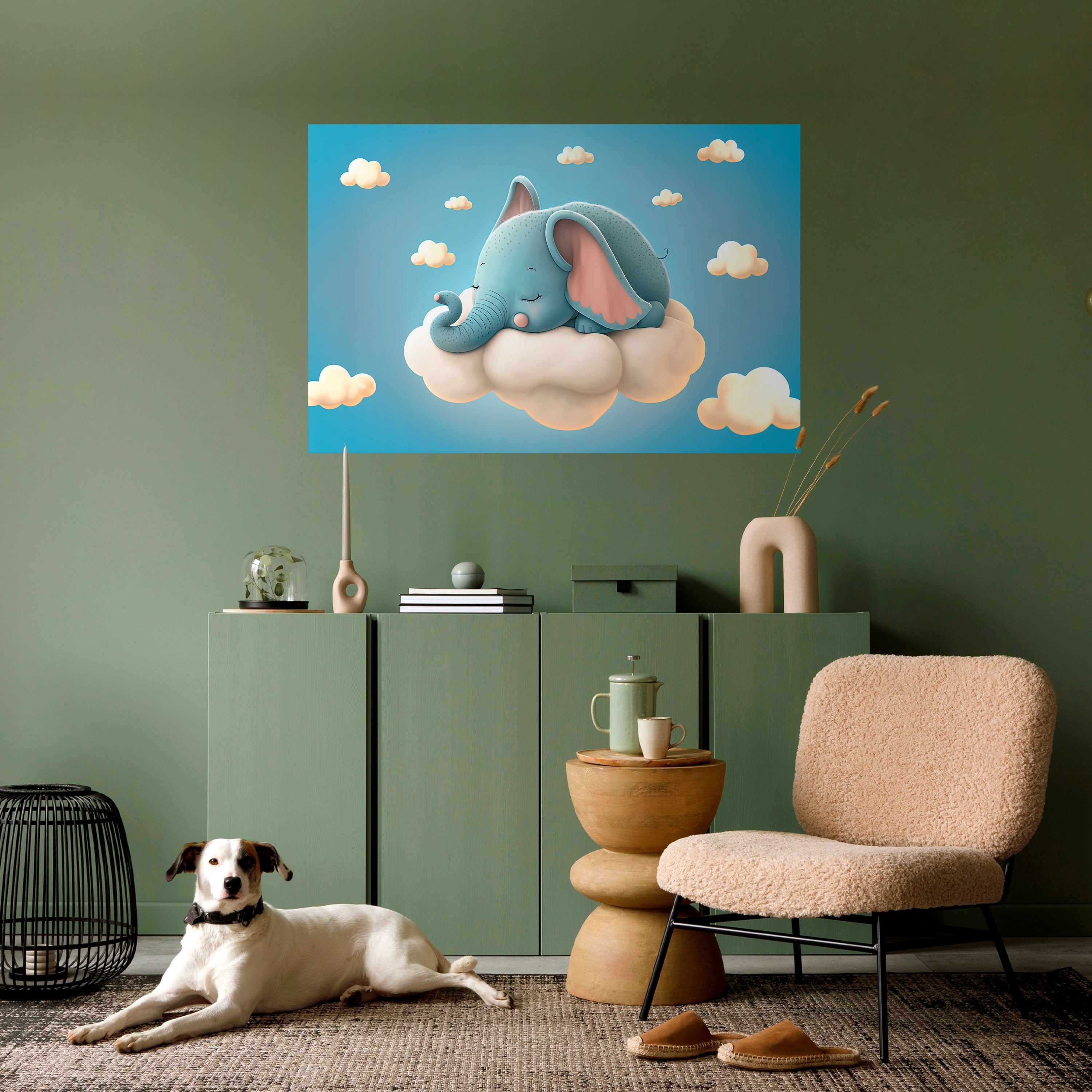 ELEFANTDRÖMMAR horisontell poster med självhäftande motiv