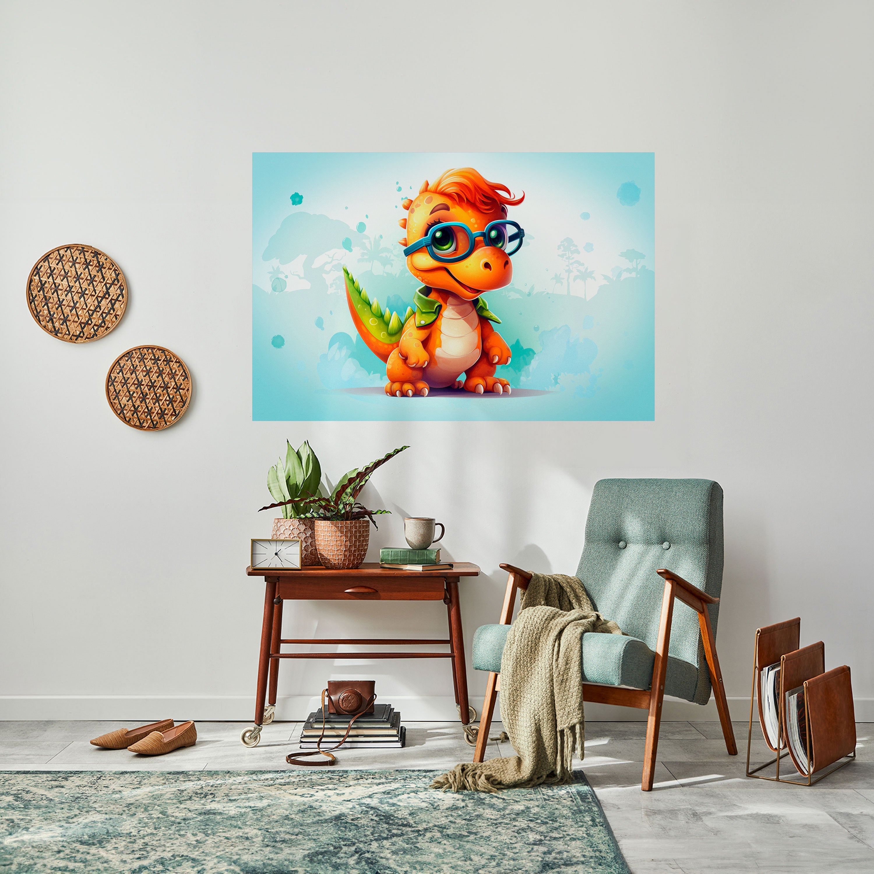 KIDDOSAURUSREX horisontell affisch med självhäftande motiv
