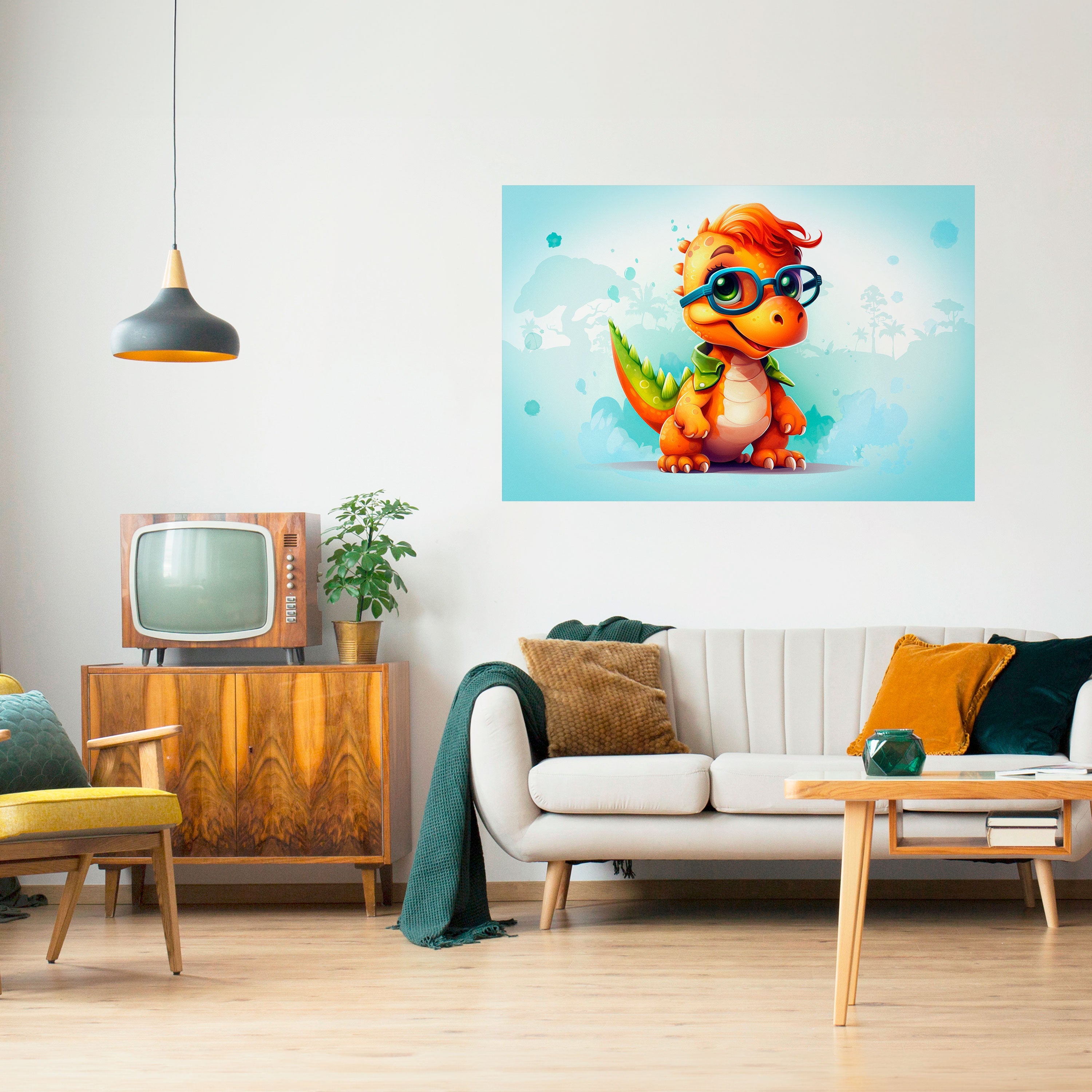 KIDDOSAURUSREX horisontell affisch med självhäftande motiv