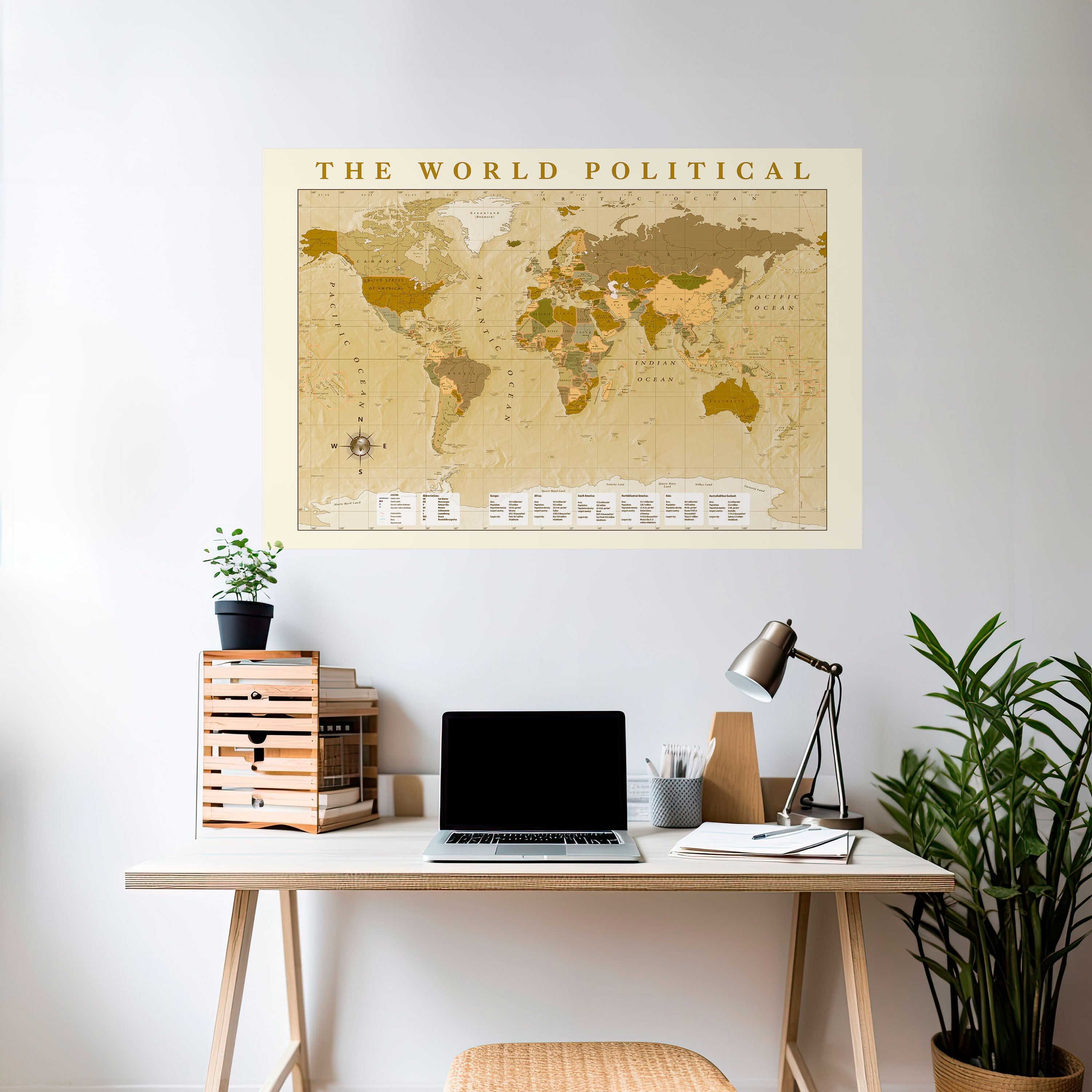 VÄRLDSLIG VATTENSKILDSKARTA, skalbar och självhäftande poster