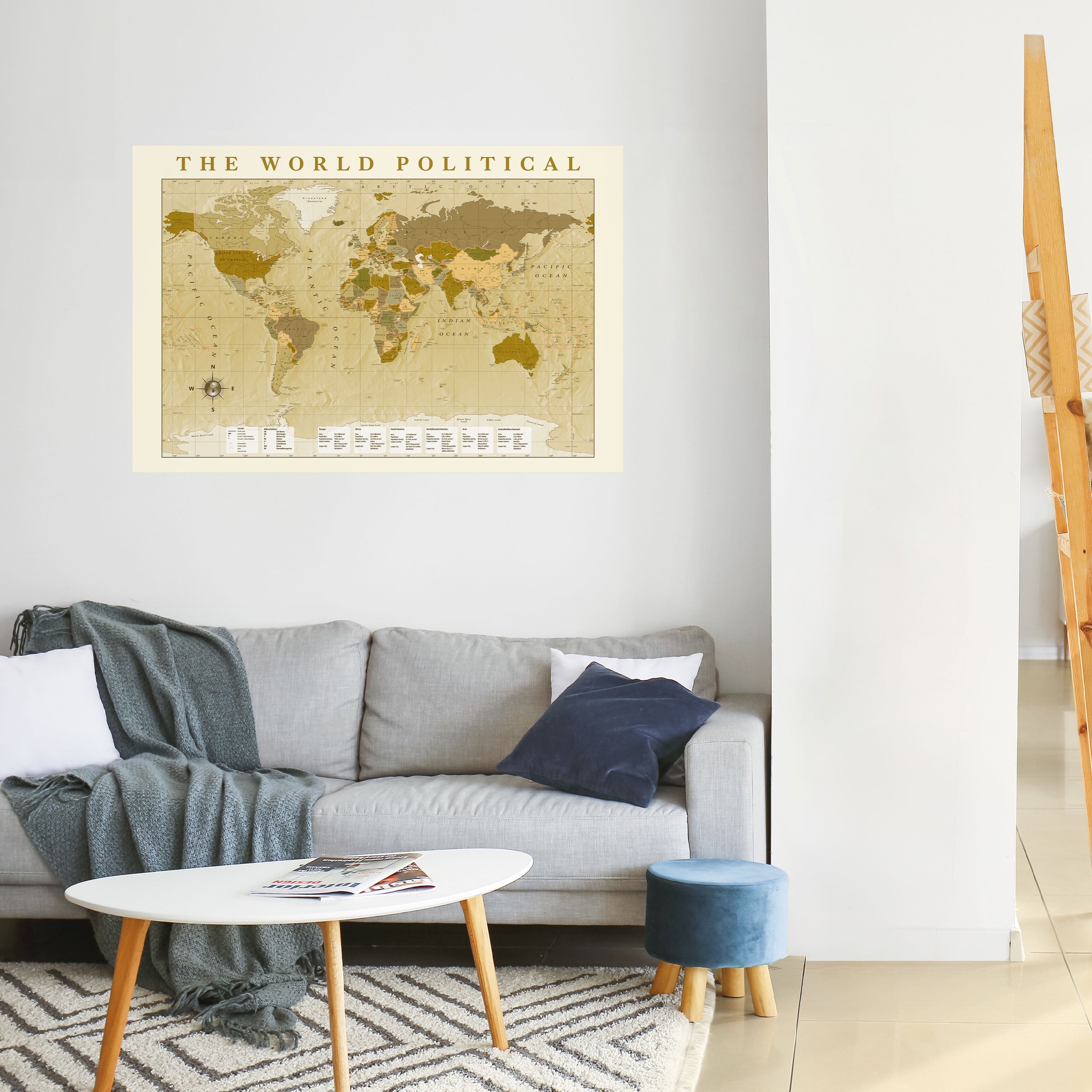 VÄRLDSLIG VATTENSKILDSKARTA, skalbar och självhäftande poster