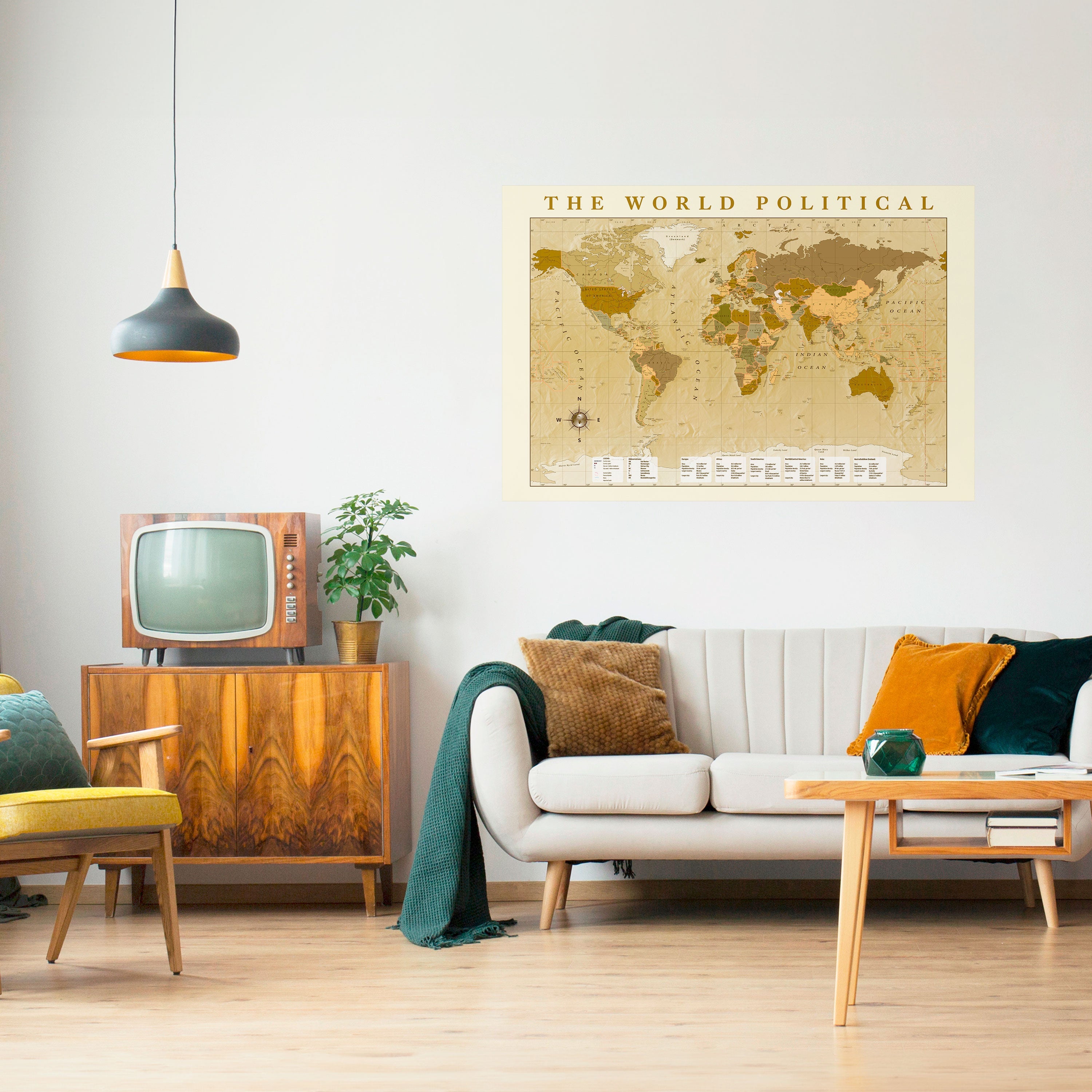 VÄRLDSLIG VATTENSKILDSKARTA, skalbar och självhäftande poster