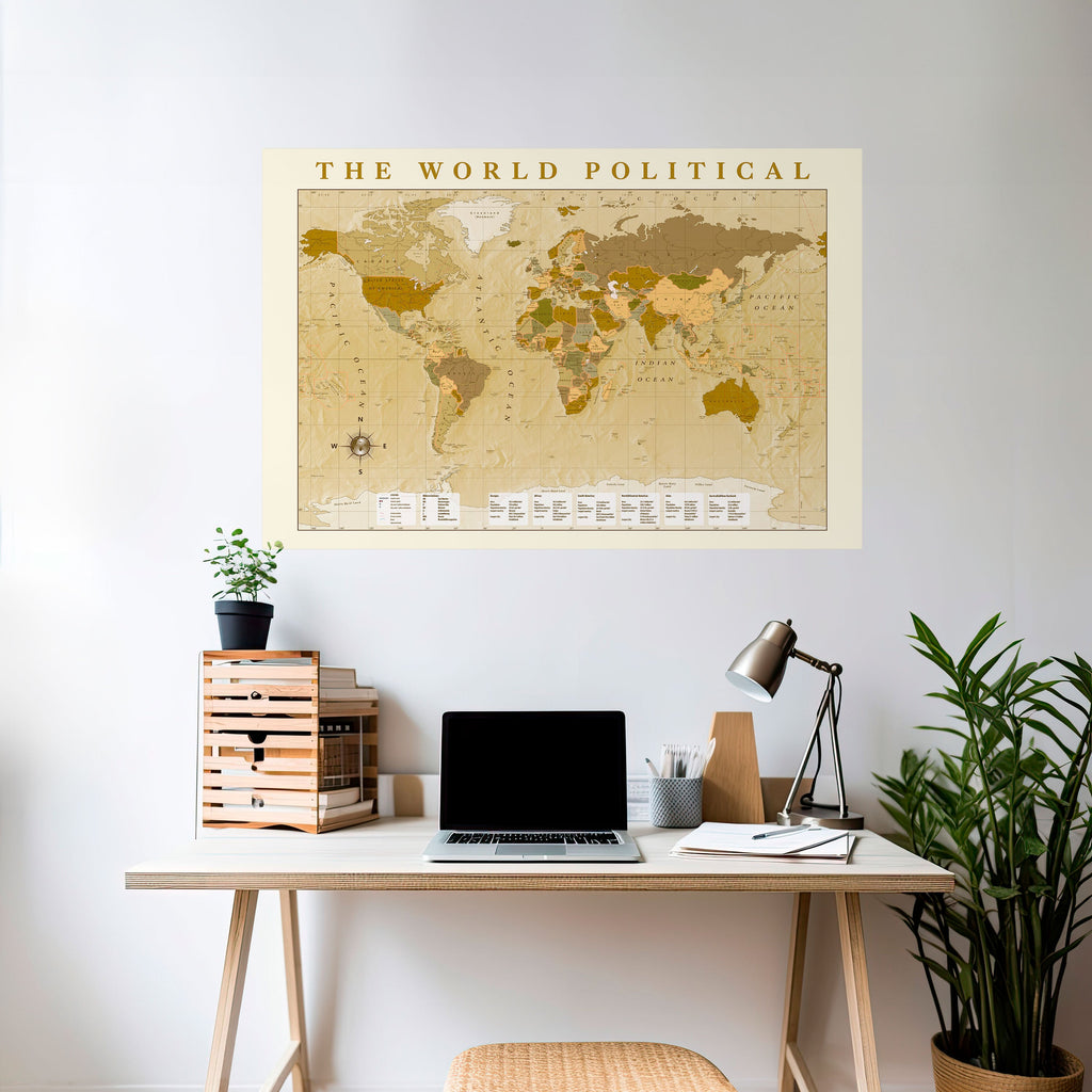 VÄRLDSLIG VATTENSKILDSKARTA, skalbar och självhäftande poster