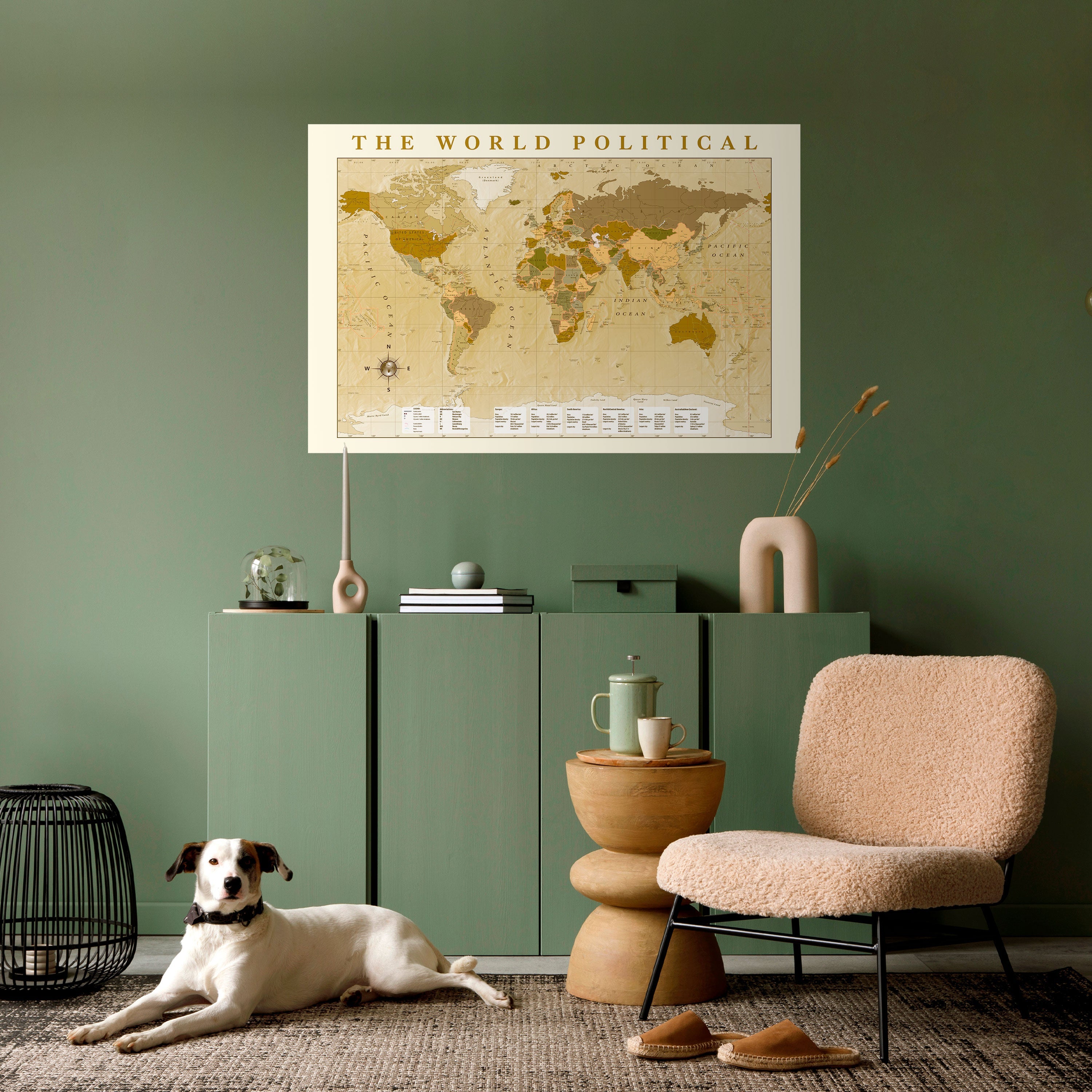 VÄRLDSLIG VATTENSKILDSKARTA, skalbar och självhäftande poster
