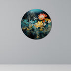MIDNIGHT FLOWERS Round Wall Art
