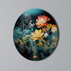 MIDNIGHT FLOWERS Round Wall Art