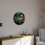 MIDNIGHT FLOWERS Round Wall Art