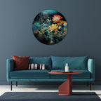 MIDNIGHT FLOWERS Round Wall Art