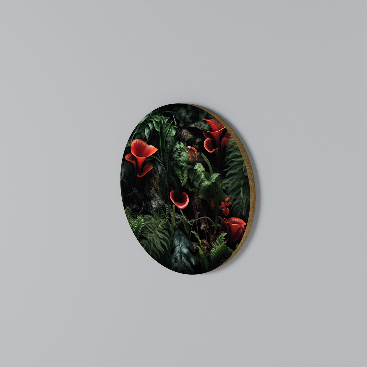 CRIMSON FERNS Rund väggdekor